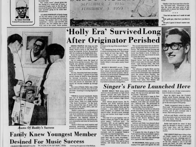 Buddy Holly retrospective in the Lubbock Avalanche Journal in 1975