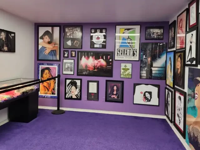 Posters and memorabilia inside the Selena Museum