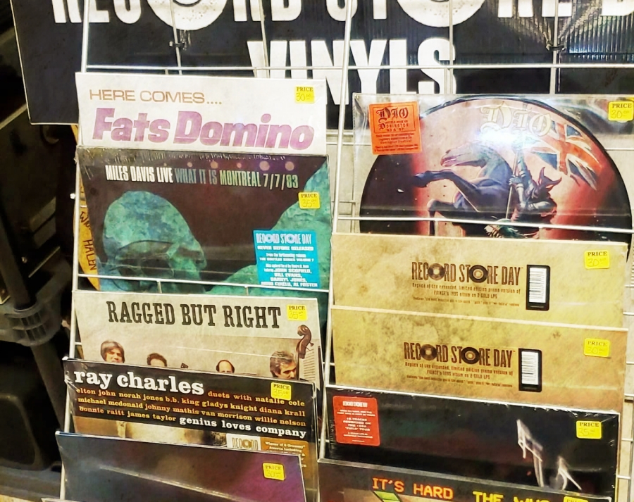 records in a rack