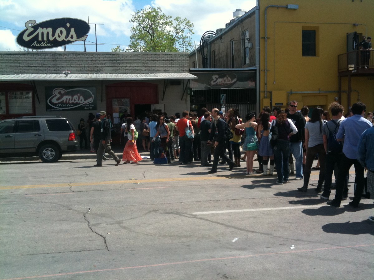 Exterior of Emo's original Red River Street club building in Austin, Texas, photographed in 2010