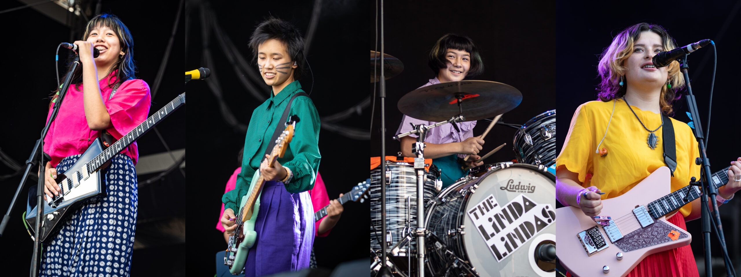 The Linda Lindas performing on stage