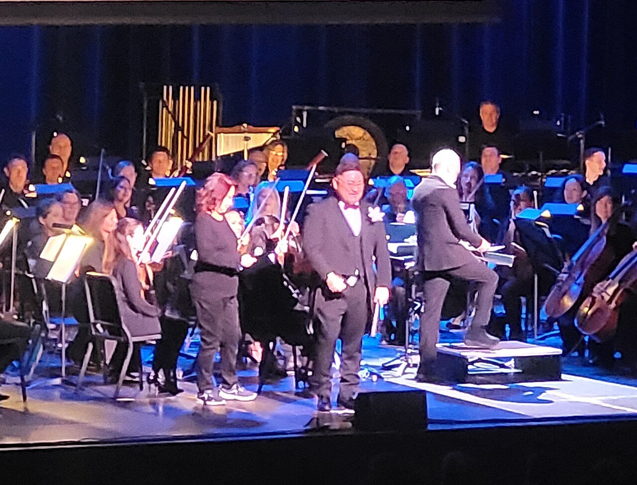Composer Keiichi Okabe at a NieR concert in 2024