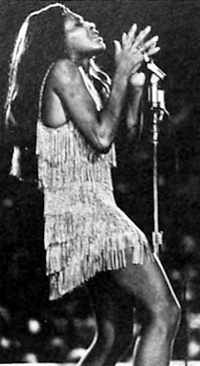 Tina Turner performing at Tulane Stadium, New Orleans, October 1970