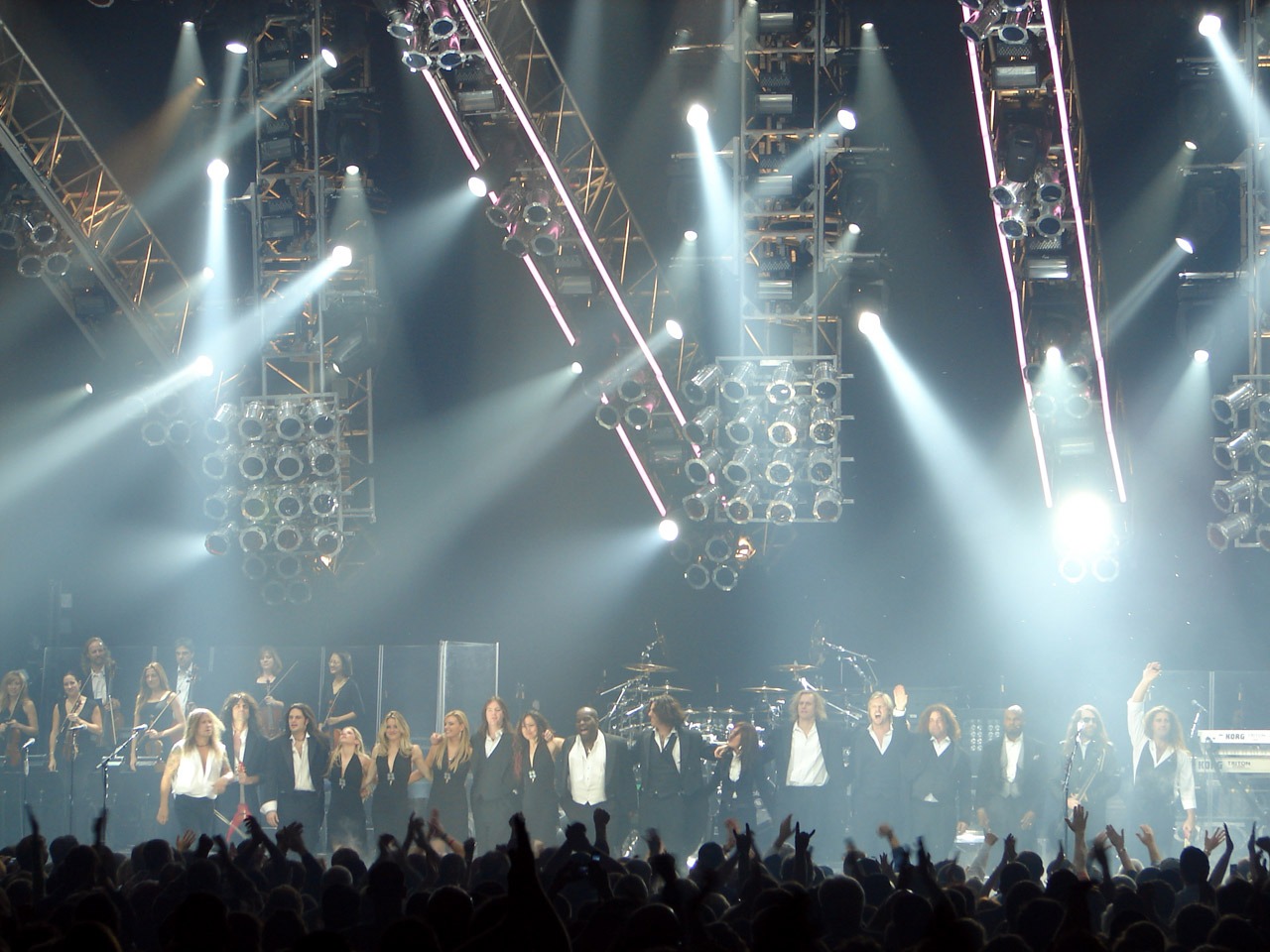 Trans-Siberian Orchestra performing live with stage lights